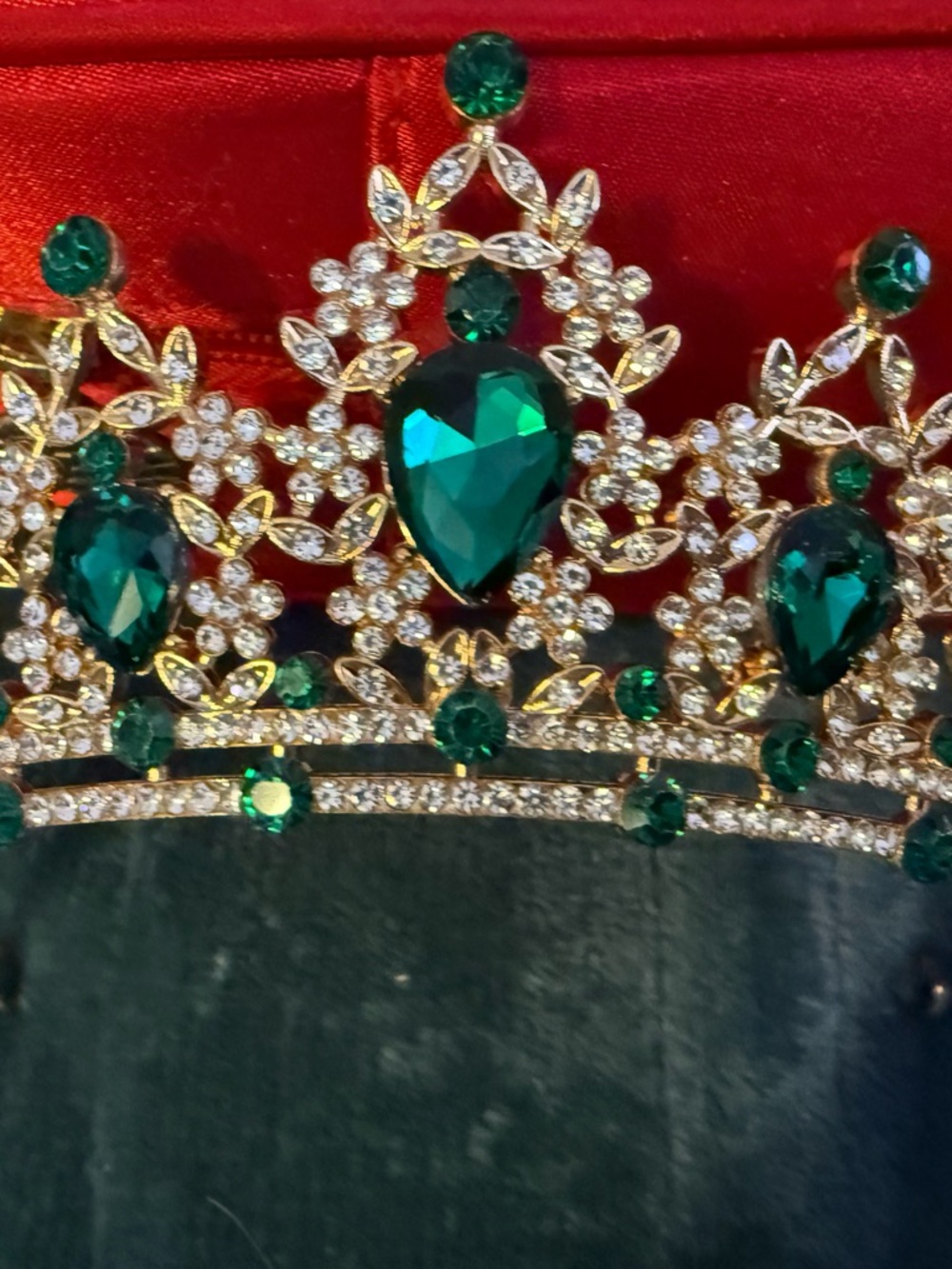 Emerald Teardrop Crystal Tiara - Unbranded Gold-Plated Crown